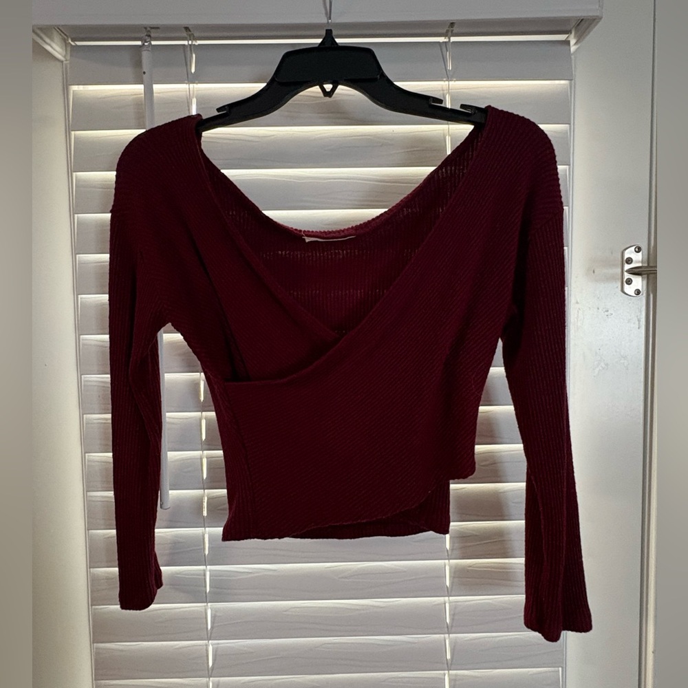 American Threads Deep Red Knit Top